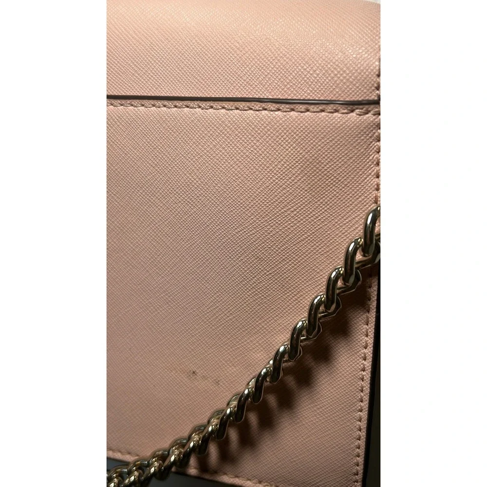 Kate‎ Spade Laurel Way Crossbody Pink Saffiano Gunmetal Chain Shoulder Bag Purse